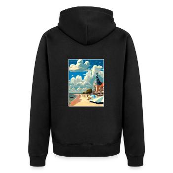 Rostock Allemagne Vintage voyage affiche WPA Souvenir - Veste à capuche bio Premium Unisexe - noir - Dos - Nico (187cm)