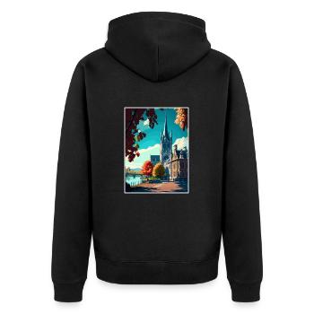 Bonn Allemagne Vintage voyage affiche WPA Souvenir - Veste à capuche bio Premium Unisexe - noir - Dos - Nico (187cm)
