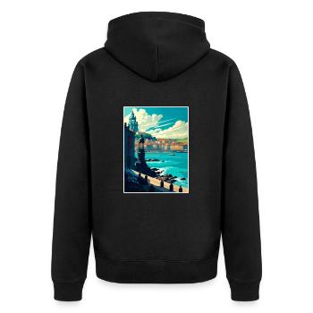 La Corogne Espagne Vintage voyage affiche WPA Souvenir - Veste à capuche bio Premium Unisexe - noir - Dos - Nico (187cm)