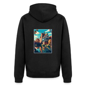 Nuremberg décoration Allemagne Vintage affiche de voyage - Veste à capuche bio Premium Unisexe - noir - Dos - Nico (187cm)
