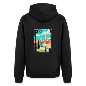 Siena Italien Dekoration Vintage Reiseposter WPA - Unisex Premium Bio Zip Hoodie - Schwarz - Hinten - Nico (187cm)