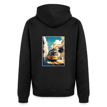 Lisbon Portugal Tram Vintage Travel Poster WPA Art - Unisex Premium Organic Zip Hoodie - black - Back - Nico (187cm)