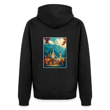 Château de Schwangau Allemagne Vintage voyage affiche WPA - Veste à capuche bio Premium Unisexe - noir - Dos - Nico (187cm)