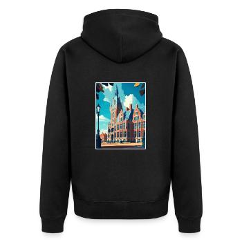 The Hague Decoration Vintage Travel Poster WPA Art - Unisex Premium Organic Zip Hoodie - black - Back - Nico (187cm)