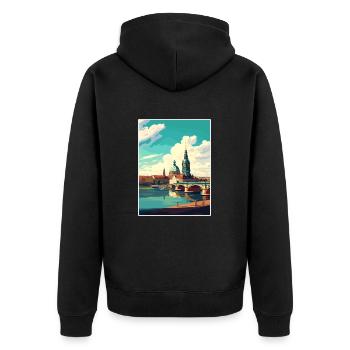 Dresde Allemagne Vintage voyage affiche WPA Souvenir - Veste à capuche bio Premium Unisexe - noir - Dos - Nico (187cm)