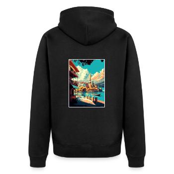 Thessaloniki Griechenland Dekoration Reiseposter - Unisex Premium Bio Zip Hoodie - Schwarz - Hinten - Nico (187cm)