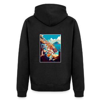Positano Italie Vintage voyage affiche WPA Souvenir - Veste à capuche bio Premium Unisexe - noir - Dos - Nico (187cm)