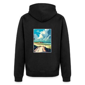 Vandvoort West Decoration Netherlands Souvenir - Unisex Premium Organic Zip Hoodie - black - Back - Nico (187cm)