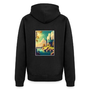 Stockholm Suède suédois Vintage voyage affiche WPA - Veste à capuche bio Premium Unisexe - noir - Dos - Nico (187cm)