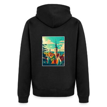 Tallinn Estonie Vintage voyage affiche WPA Souvenir - Veste à capuche bio Premium Unisexe - noir - Dos - Nico (187cm)