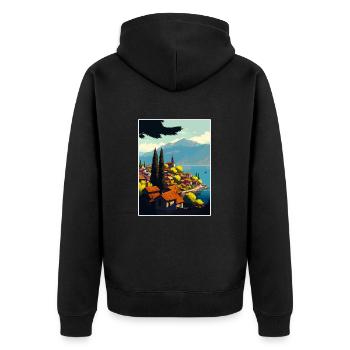 Ohrid Island Lake Church Of St John Macedonia - Unisex Premium Organic Zip Hoodie - black - Back - Nico (187cm)
