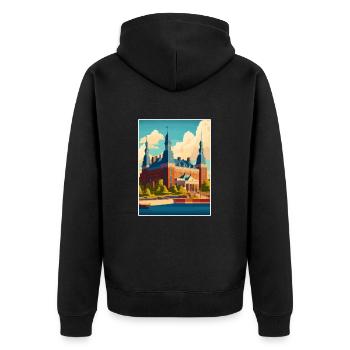 Helsingborg Schweden Vintage Reiseposter Souvenir - Unisex Premium Bio Zip Hoodie - Schwarz - Hinten - Nico (187cm)