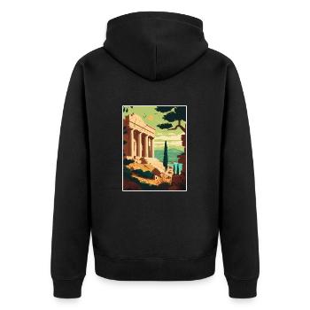 Athènes Grèce Acropole Vintage voyage affiche WPA - Veste à capuche bio Premium Unisexe - noir - Dos - Nico (187cm)