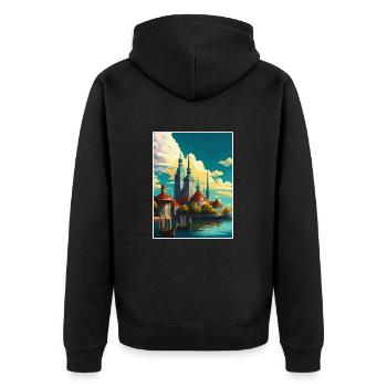 Malmö Schweden Vintage Reiseposter WPA Souvenir - Unisex Premium Bio Zip Hoodie - Schwarz - Hinten - Nico (187cm)