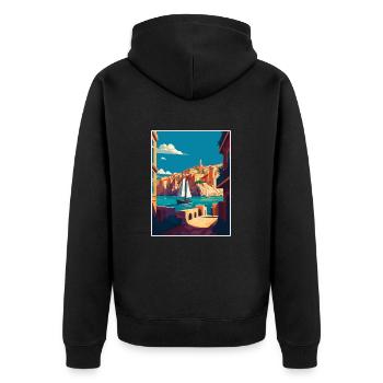 La Valette Malte Vintage voyage affiche WPA Souvenir - Veste à capuche bio Premium Unisexe - noir - Dos - Nico (187cm)