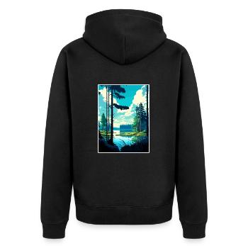 Bialowieża Pologne Affiche de voyage vintage souvenir - Veste à capuche bio Premium Unisexe - noir - Dos - Nico (187cm)