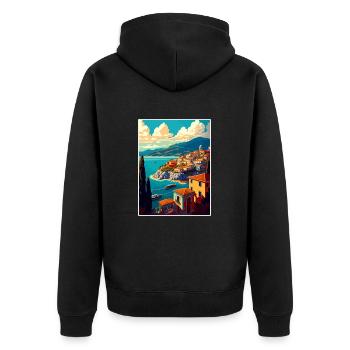 Kavala Grèce Décoration Vintage Voyage Affiche WPA - Veste à capuche bio Premium Unisexe - noir - Dos - Nico (187cm)