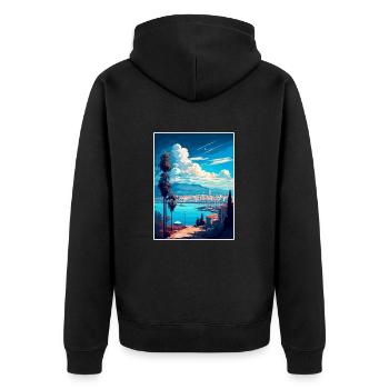 Izmir Turquie Vintage voyage affiche WPA Souvenir - Veste à capuche bio Premium Unisexe - noir - Dos - Nico (187cm)