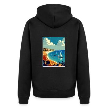 Gallipoli Türkei Vintage Reiseposter Souvenir - Unisex Premium Bio Zip Hoodie - Schwarz - Hinten - Nico (187cm)
