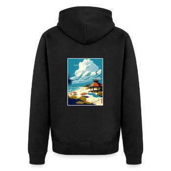 swinoujscie Polen Vintage Reise Poster Souvenir - Unisex Premium Bio Zip Hoodie - Schwarz - Hinten - Nico (187cm)