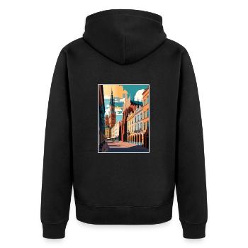 Cracovie Pologne Vintage voyage affiche WPA Souvenir - Veste à capuche bio Premium Unisexe - noir - Dos - Nico (187cm)