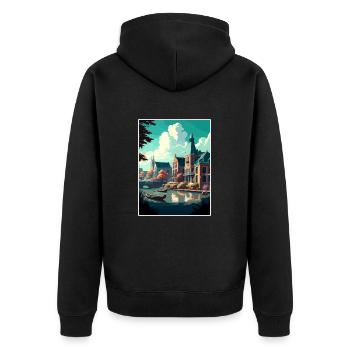 Zwolle Pays-Bas Vintage voyage affiche Souvenir - Veste à capuche bio Premium Unisexe - noir - Dos - Nico (187cm)