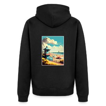 Zandvoort Niederlande Vintage Reiseposter WPA - Unisex Premium Bio Zip Hoodie - Schwarz - Hinten - Nico (187cm)
