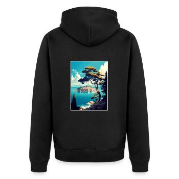 Vis Island Croatia Vintage Travel Poster Souvenir - Unisex Premium Organic Zip Hoodie - black - Back - Nico (187cm)