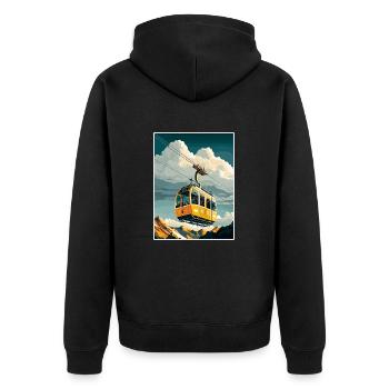 Penkenbahn Austria Vintage Reiseplakat Souvenir - Unisex Premium Bio Zip Hoodie - Schwarz - Hinten - Nico (187cm)