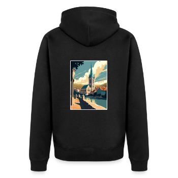 Krems An der Donau Österreich Vintage Reiseposter - Unisex Premium Bio Zip Hoodie - Schwarz - Hinten - Nico (187cm)