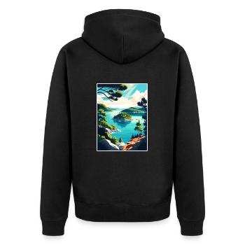 Mljet Nationalpark Kroatien Vintage Reiseposter - Unisex Premium Bio Zip Hoodie - Schwarz - Hinten - Nico (187cm)