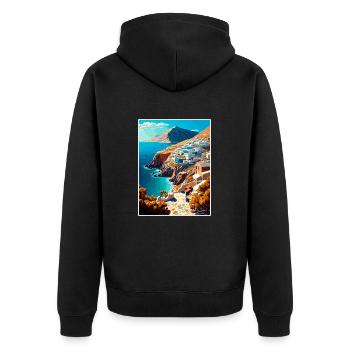 Folegandros Griechenland Dekoration Reiseposter - Unisex Premium Bio Zip Hoodie - Schwarz - Hinten - Nico (187cm)