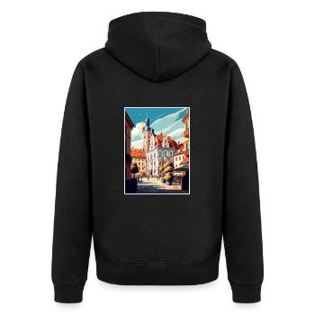 Marienbad Tschechien Reiseplakat - Unisex Premium Bio Zip Hoodie - Schwarz - Hinten - Nico (187cm)