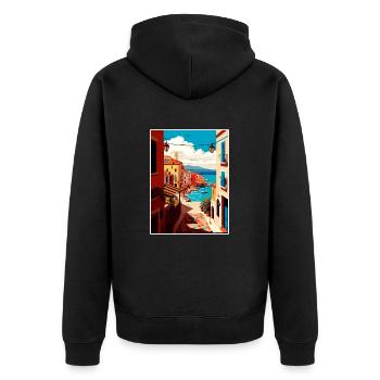 Chania Griechenland Dekoration Vintage Reiseposter WPA - Unisex Premium Bio Zip Hoodie - Schwarz - Hinten - Nico (187cm)