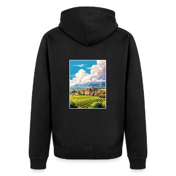 Provence Frankreich Vintage Reiseposter WPA Souvenir - Unisex Premium Bio Zip Hoodie - Schwarz - Hinten - Nico (187cm)