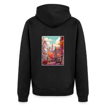 Brussels Belgium Vintage Travel Poster Souvenir - Unisex Premium Organic Zip Hoodie - black - Back - Nico (187cm)