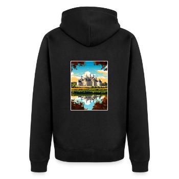 Vallée de la Loire France Vintage voyage affiche Souvenir - Veste à capuche bio Premium Unisexe - noir - Dos - Nico (187cm)