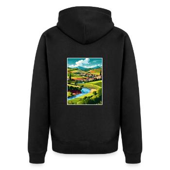 Vallée du Douro Portugal Vintage Travel Poster WPA - Veste à capuche bio Premium Unisexe - noir - Dos - Nico (187cm)