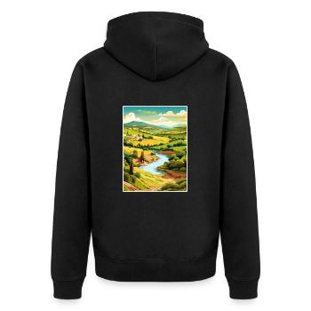Vallée du Douro Portugal Vintage Travel Poster WPA - Veste à capuche bio Premium Unisexe - noir - Dos - Nico (187cm)
