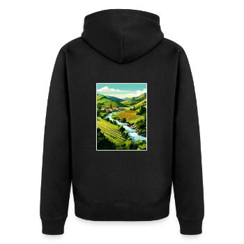 Vallée du Douro Portugal Vintage Travel Poster WPA - Veste à capuche bio Premium Unisexe - noir - Dos - Nico (187cm)