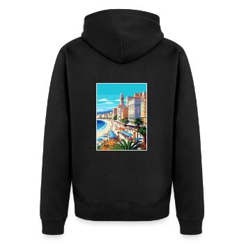 Nice Francescape Vintage Travel Poster Souvenir - Unisex Premium Organic Zip Hoodie - black - Back - Nico (187cm)