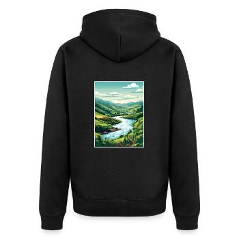 Vallée du Douro Portugal Vintage Travel Poster WPA - Veste à capuche bio Premium Unisexe - noir - Dos - Nico (187cm)