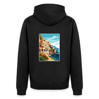 Amalfi Italie Décoration Vintage Voyage Affiche WPA - Veste à capuche bio Premium Unisexe - noir - Dos - Nico (187cm)