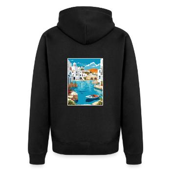 Paros Greece Decoration Vintage Travel Poster WPA - Unisex Premium Organic Zip Hoodie - black - Back - Nico (187cm)