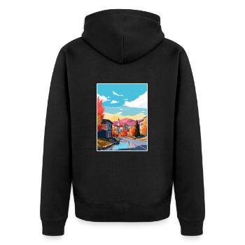 Sarajevo Bosnien Herzegowina Zimmer Reiseposter - Unisex Premium Bio Zip Hoodie - Schwarz - Hinten - Nico (187cm)