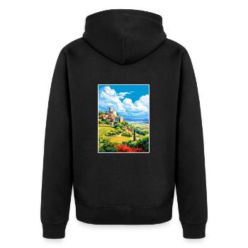 Provence Frankreich Vintage Reiseposter WPA Souvenir - Unisex Premium Bio Zip Hoodie - Schwarz - Hinten - Nico (187cm)