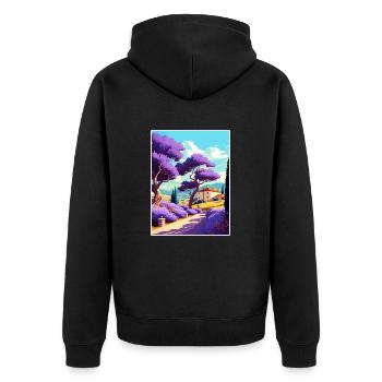 Provence Frankreich Vintage Reiseposter WPA Souvenir - Unisex Premium Bio Zip Hoodie - Schwarz - Hinten - Nico (187cm)