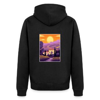 Provence Frankreich Vintage Reiseposter WPA Souvenir - Unisex Premium Bio Zip Hoodie - Schwarz - Hinten - Nico (187cm)
