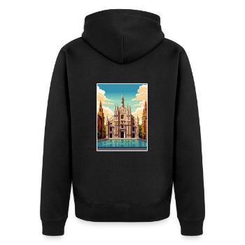 Milan Espagne Ibiza Vintage voyage affiche Souvenir - Veste à capuche bio Premium Unisexe - noir - Dos - Nico (187cm)