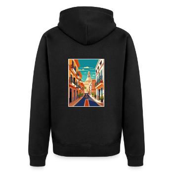 Jerez de la Frontera Spanien Vintage Reiseposter - Unisex Premium Bio Zip Hoodie - Schwarz - Hinten - Nico (187cm)